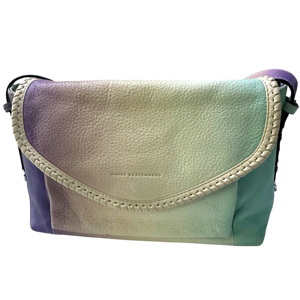 Aimee Kestenberg Pastel Ombre Leather Whipstitch Crossbody Bag Y2K Boho Festival